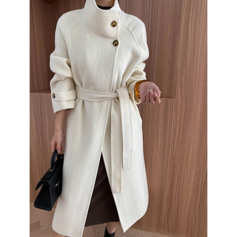 Damen Eleganter Mantel Hochkragen Bindegürtel Norvielle - Norvielle