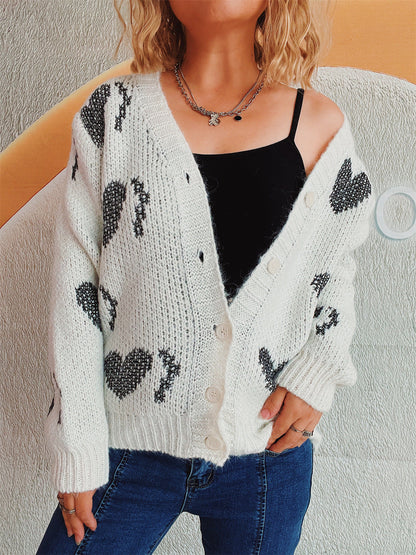 Damen Strickjacke Herzdesign Kuschelig Norvielle