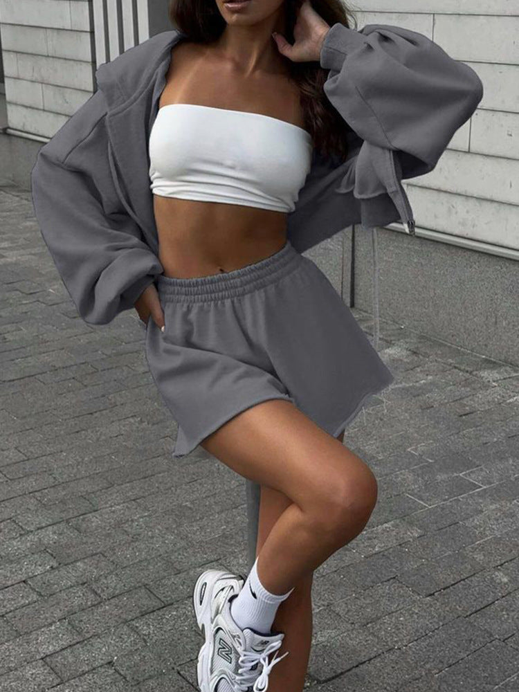 Damen Set Cropped Oberteil Shorts Norvielle