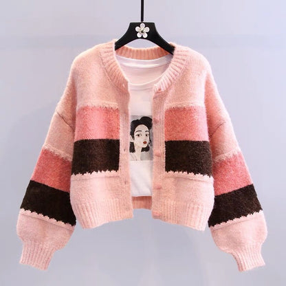 Damen Strickjacke Kontraststreifen Norvielle