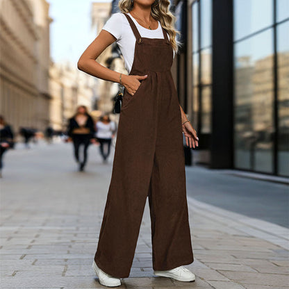 Damen Latzhose Weites Bein Hochwertiger Stoff Bequem Schwarz - Norvielle