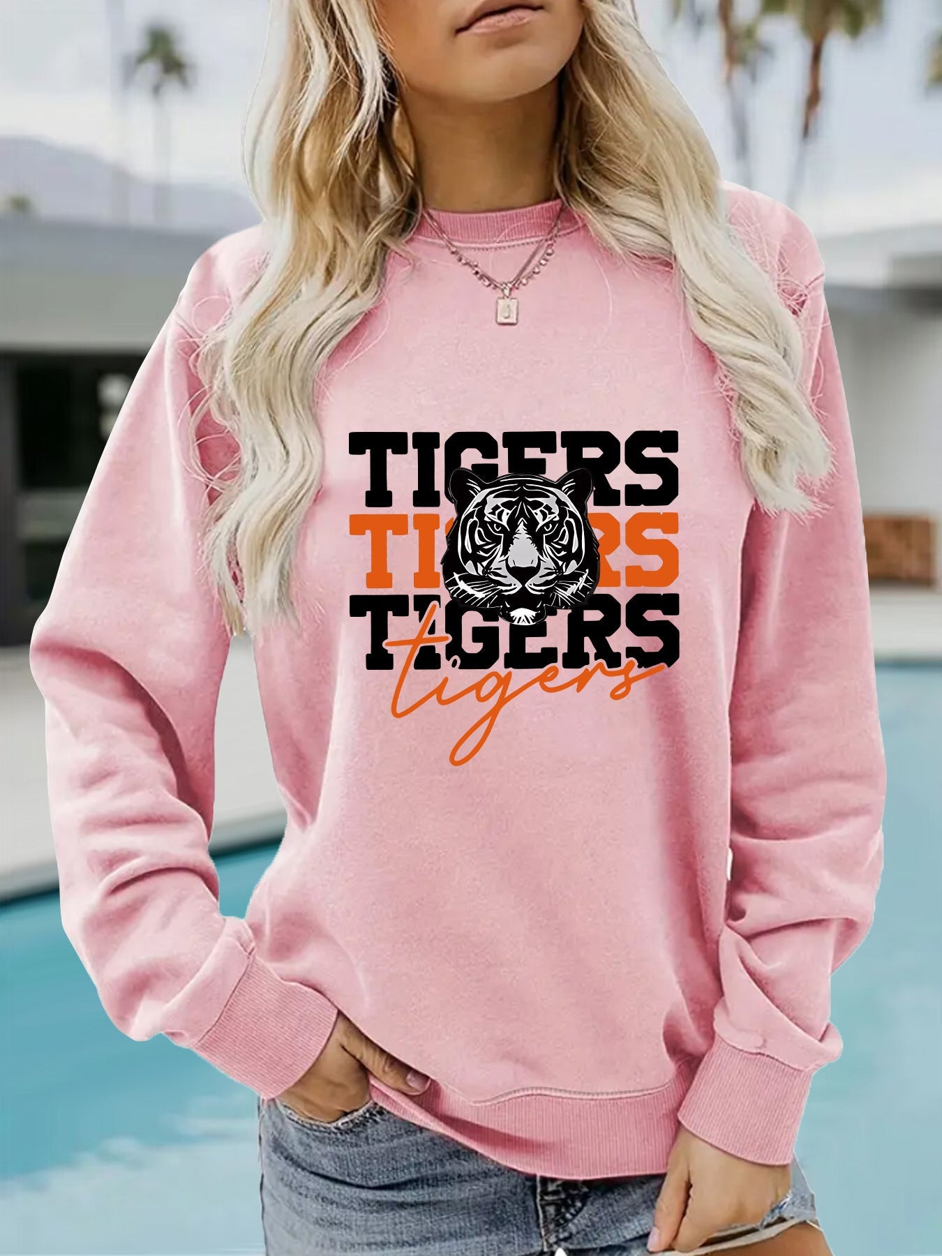 Damen Sweatshirt Tiger-Design Lässig Norvielle