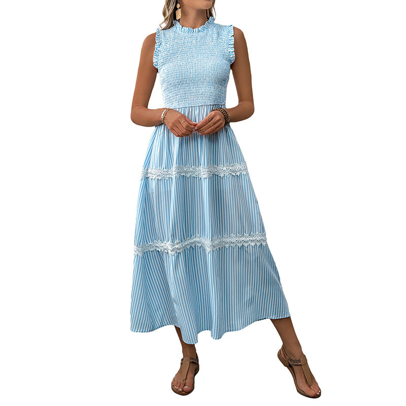 Damen Maxikleid Gestreift Voluminöse Rüschen Norvielle