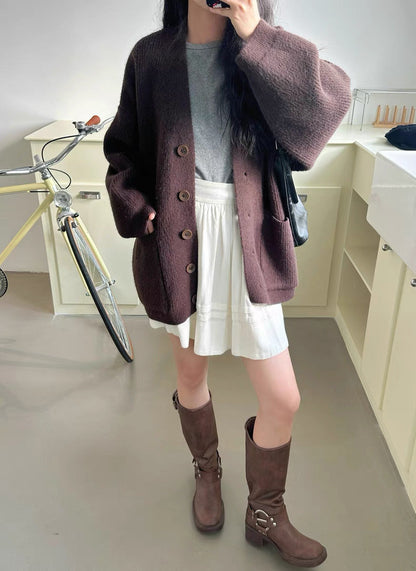 Damen Grobstrickjacke Norvielle mit Knöpfen und Taschen