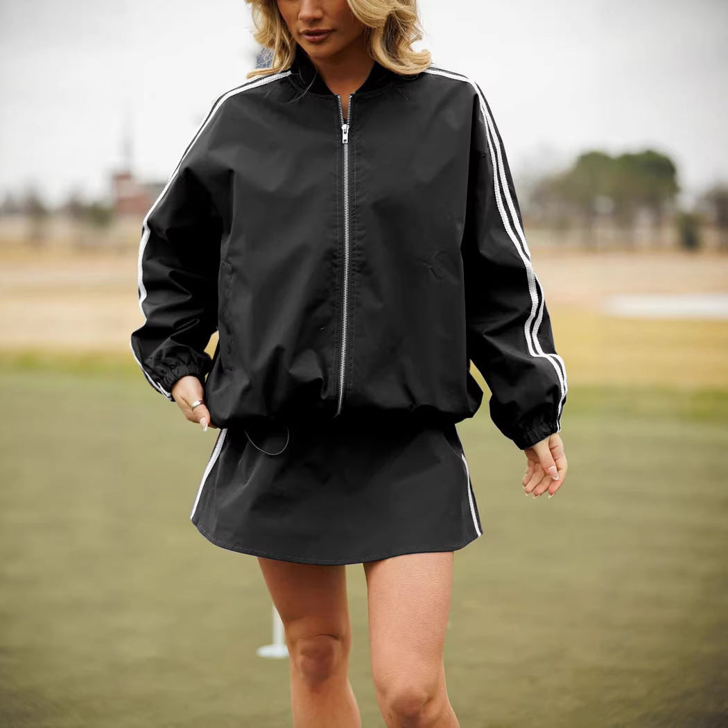 Damen Windbreaker-Jacke Sportlich Hochkragen Seiteneinsätze Norvielle