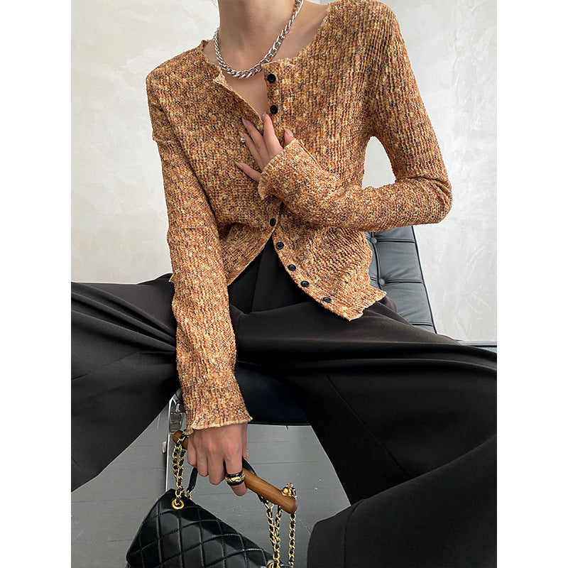 Damen Strickjacke Feinripp mit Knöpfen Elegantes Design