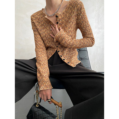 Damen Strickjacke Feinripp mit Knöpfen Elegantes Design