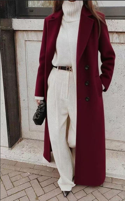 Damen Trenchcoat Jacke Lang Leder Gürtel