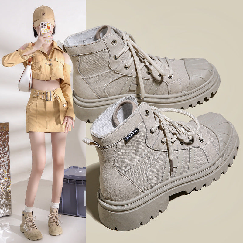 Damen Sneaker Hochformat Robustes Textil Trendige Sohle
