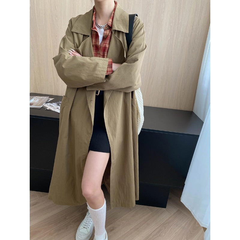 Damen Oversized Trenchcoat mit Taschen und Gürtel Norvielle