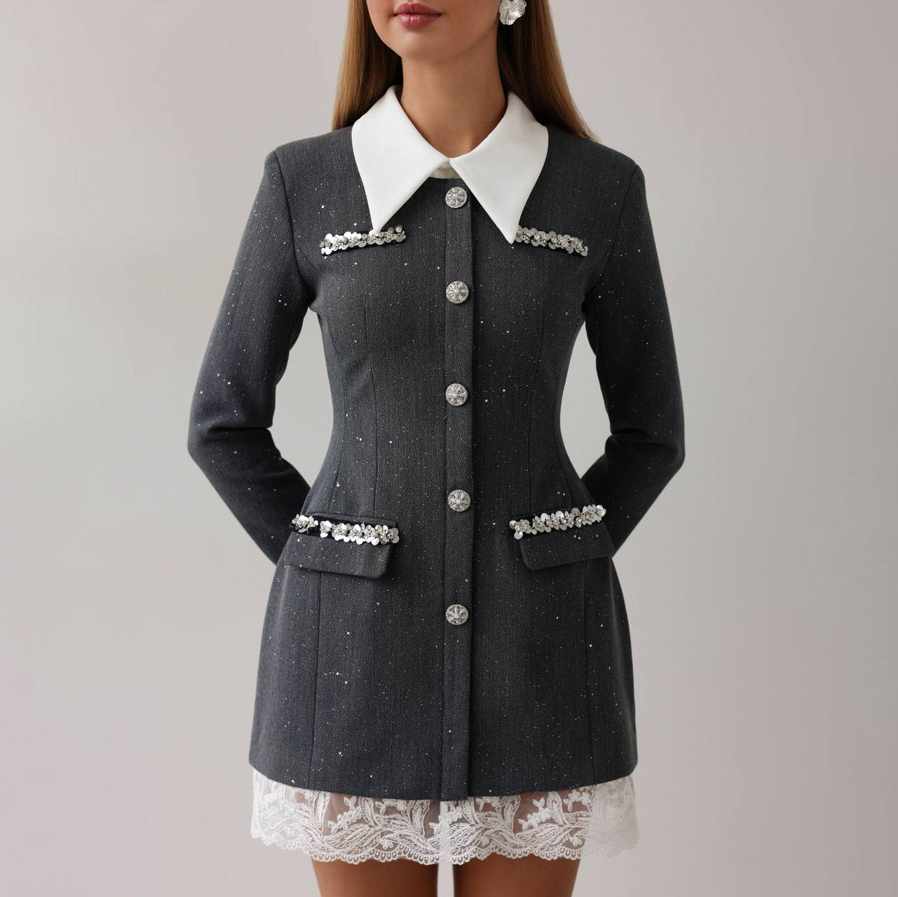 Damen Blazer-Kleid Figurbetont Norvielle