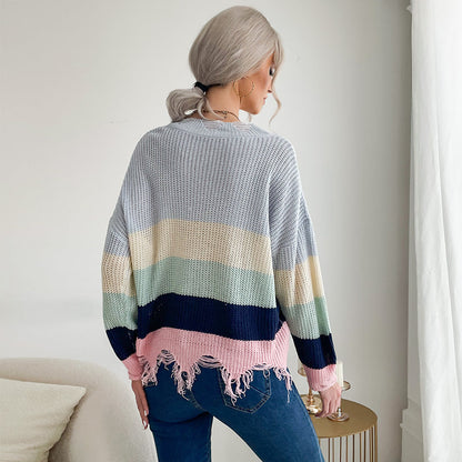 Damen Strickpullover Lässig Französischer Saum Norvielle