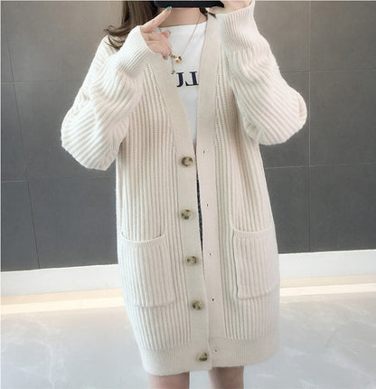 Damen Strickjacke Mit Taschen Und Knöpfen