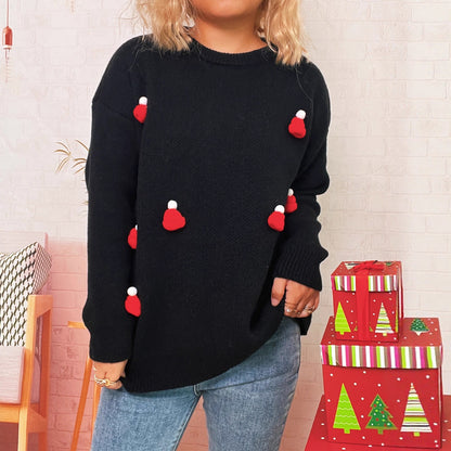 Damen Weihnachtspullover Kuschelfleece Festliche Applikationen