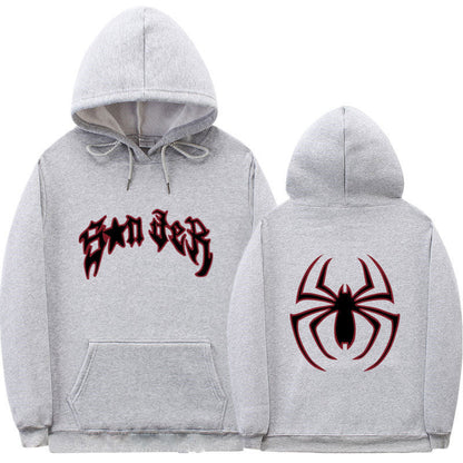 Damen Kapuzenpullover Spinnenmotiv Grobdruck Norvielle