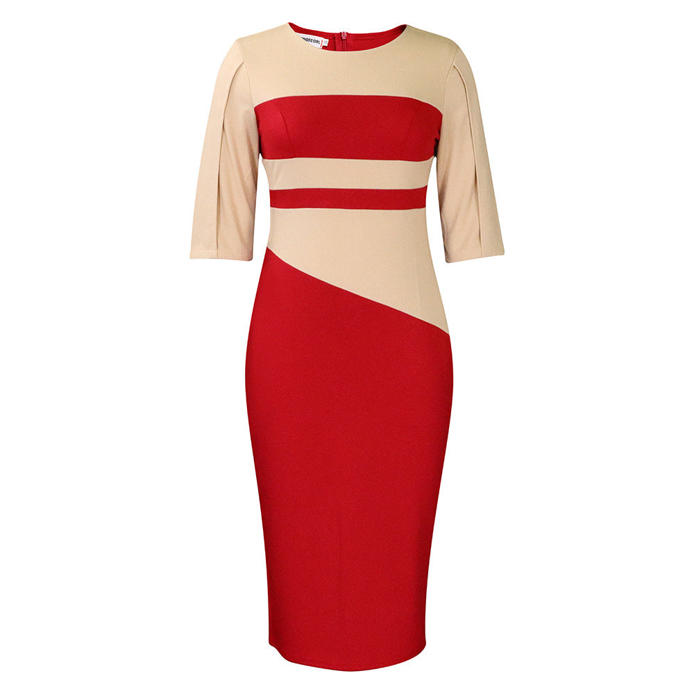 Damen Kleid Asymmetrisch Figurbetont Ärmel