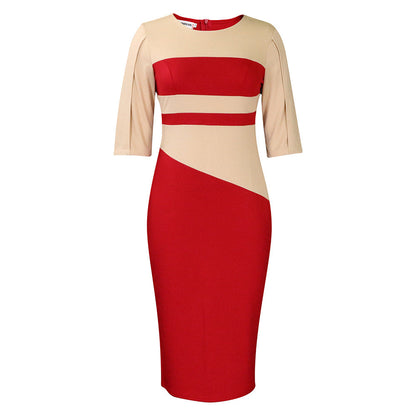 Damen Kleid Asymmetrisch Figurbetont Ärmel