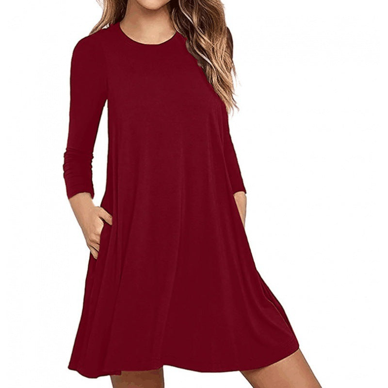 Damen Freizeitkleid Rundhals mit Taschen Norvielle
