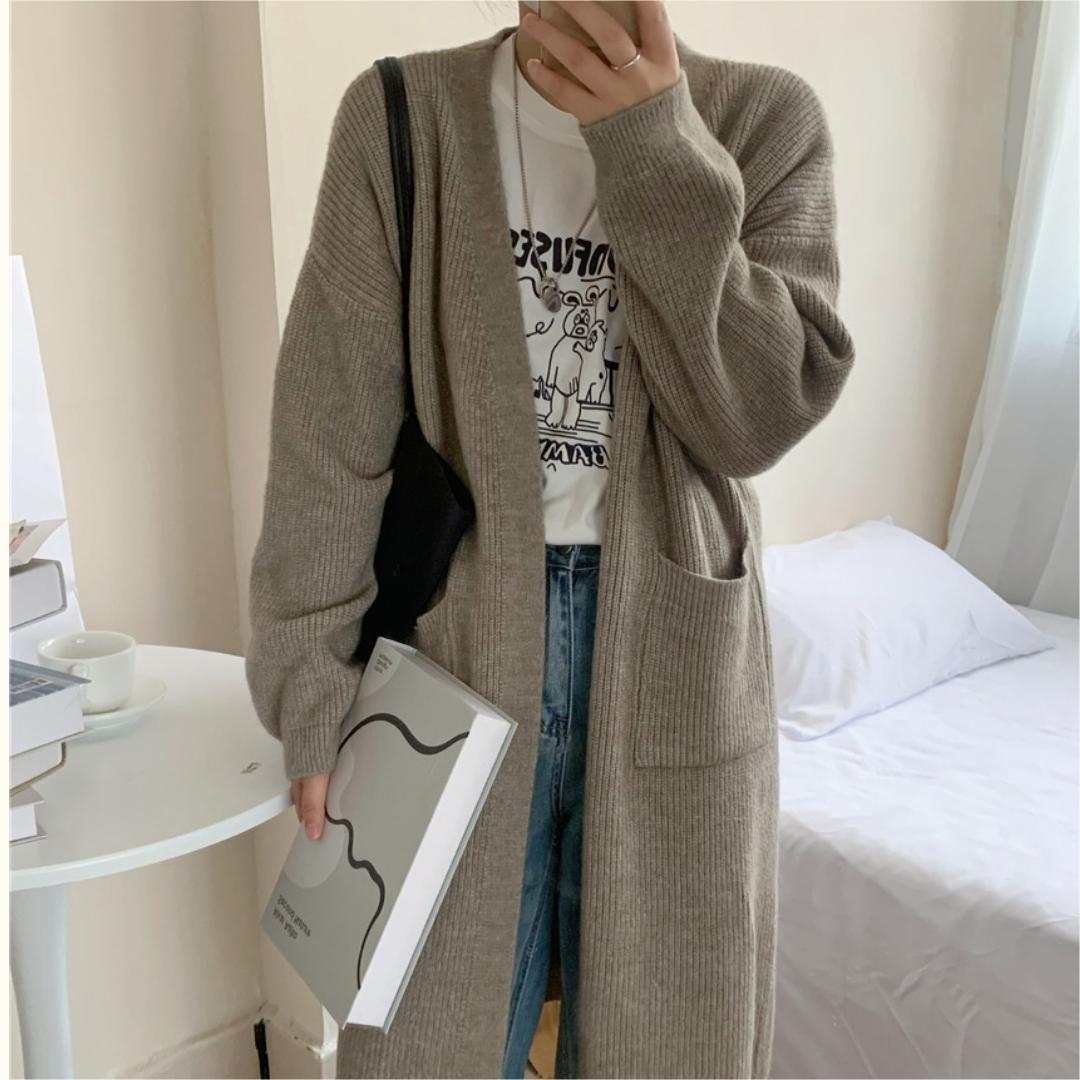 Damen Grobstrickcardigan Mit Taschen Modischer Schnitt Norvielle