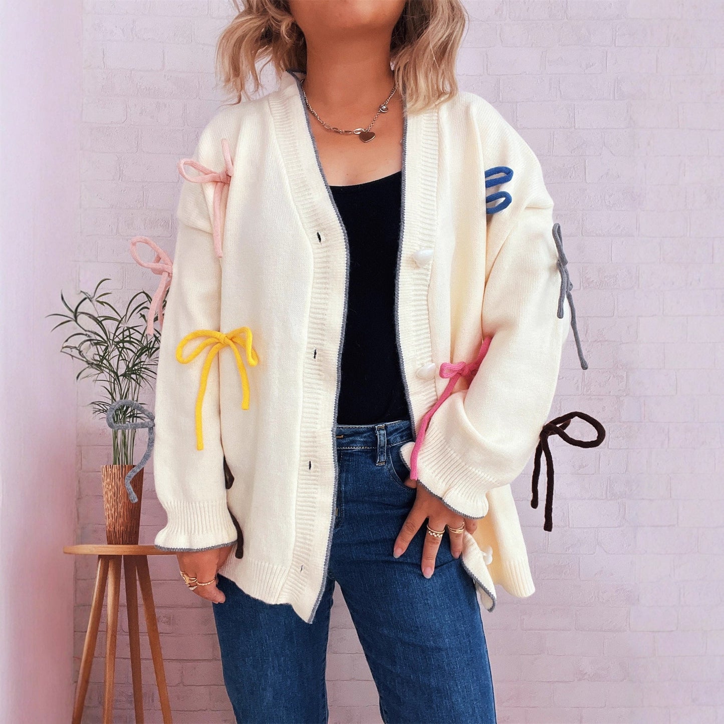 Damen Strickjacke Oversized Bunt Norvielle