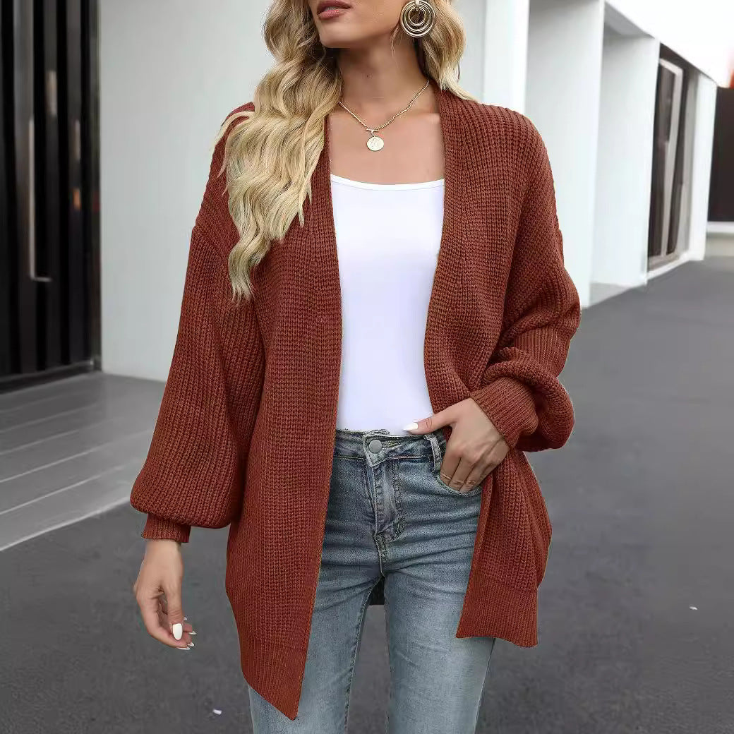 Damen Grobstrickjacke Lässiger Schnitt Überschnittene Schultern