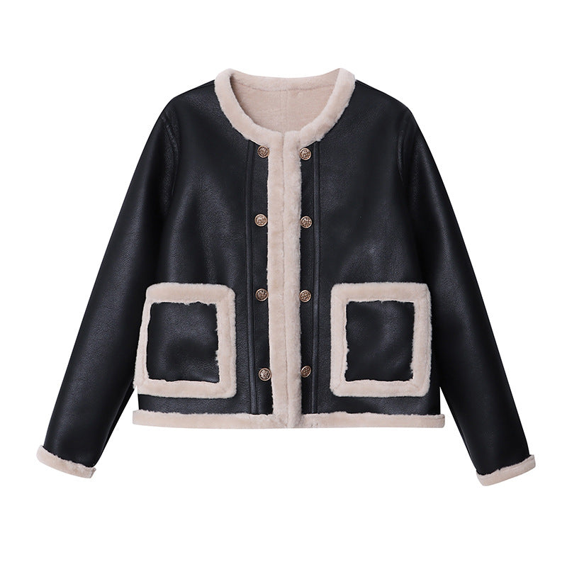 Damen Kunstlederjacke mit Futter