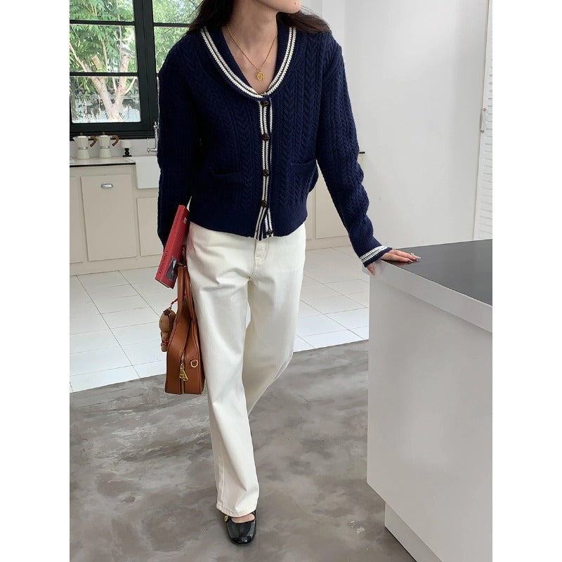 Damen Strickjacke Klassischer Schalkragen Norvielle