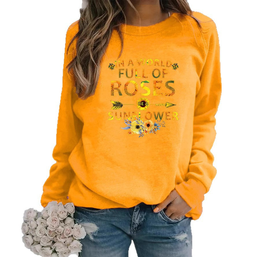 Damen Sweatshirt Blumenverzierung Inspirierendes Motiv Norvielle