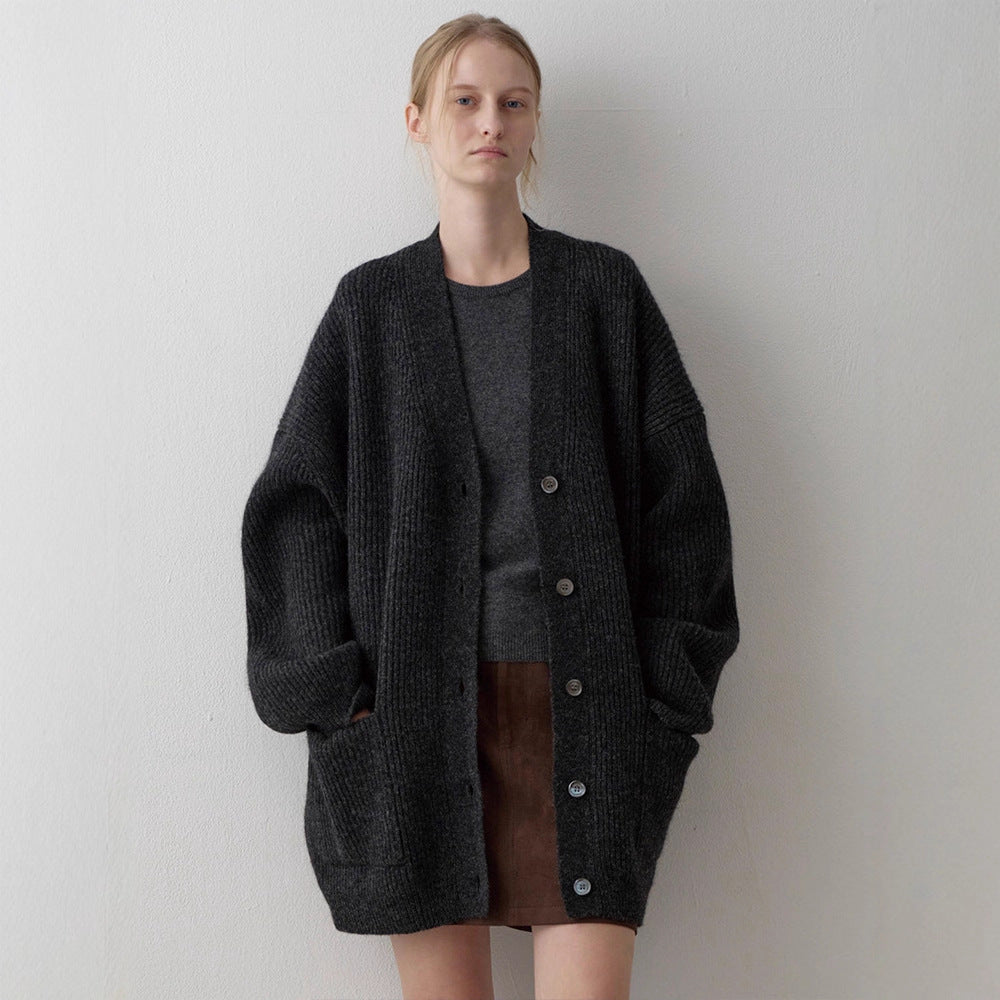 Damen Grobstrickcardigan Übergroße Ärmel Norvielle - Norvielle