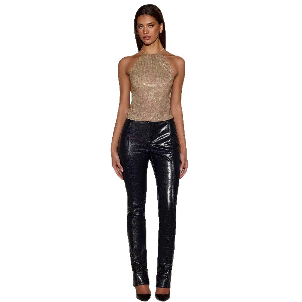 Damen Glitzer- Slim-Halterdesign Funkelnde Akzente