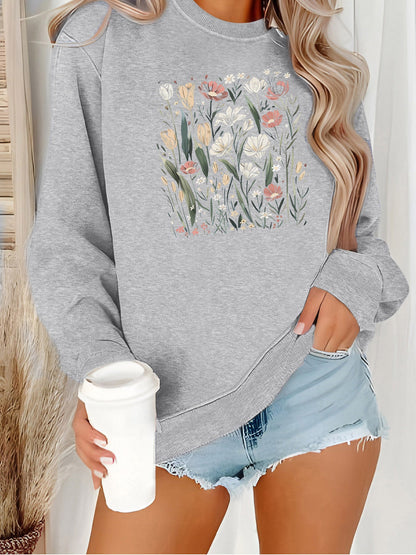 Damen Sweatshirt Floralmuster Lässiger Schnitt Norvielle