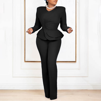 Damen Jumpsuit Peplum Langärmlig Elegant Norvielle