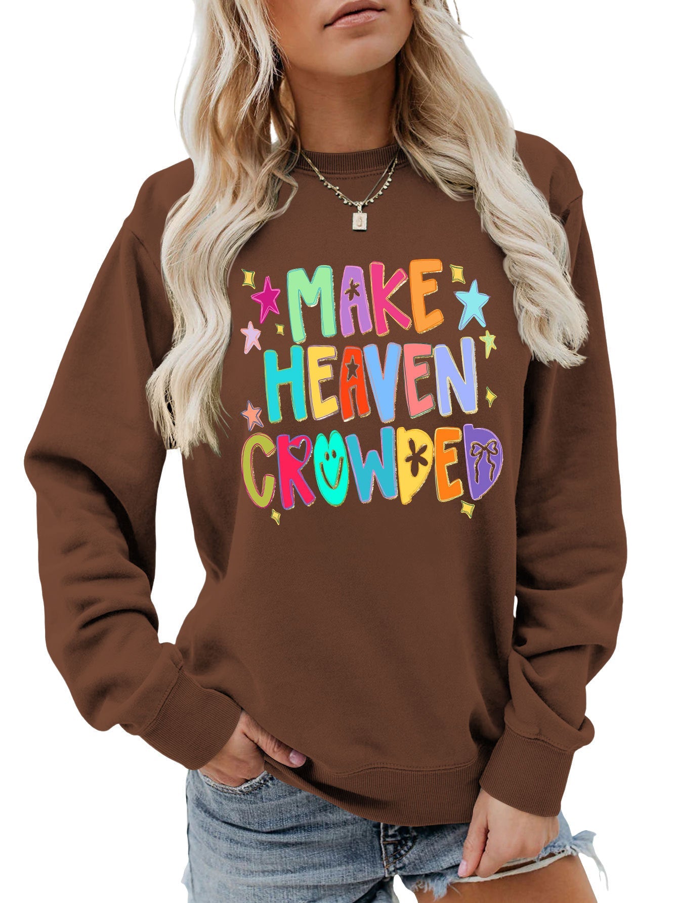 Damen Sweatshirt Bunt Motiv Verspielt Norvielle