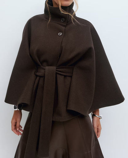 Damen Wendejacke Warm Hochkragen Bindegürtel Norvielle
