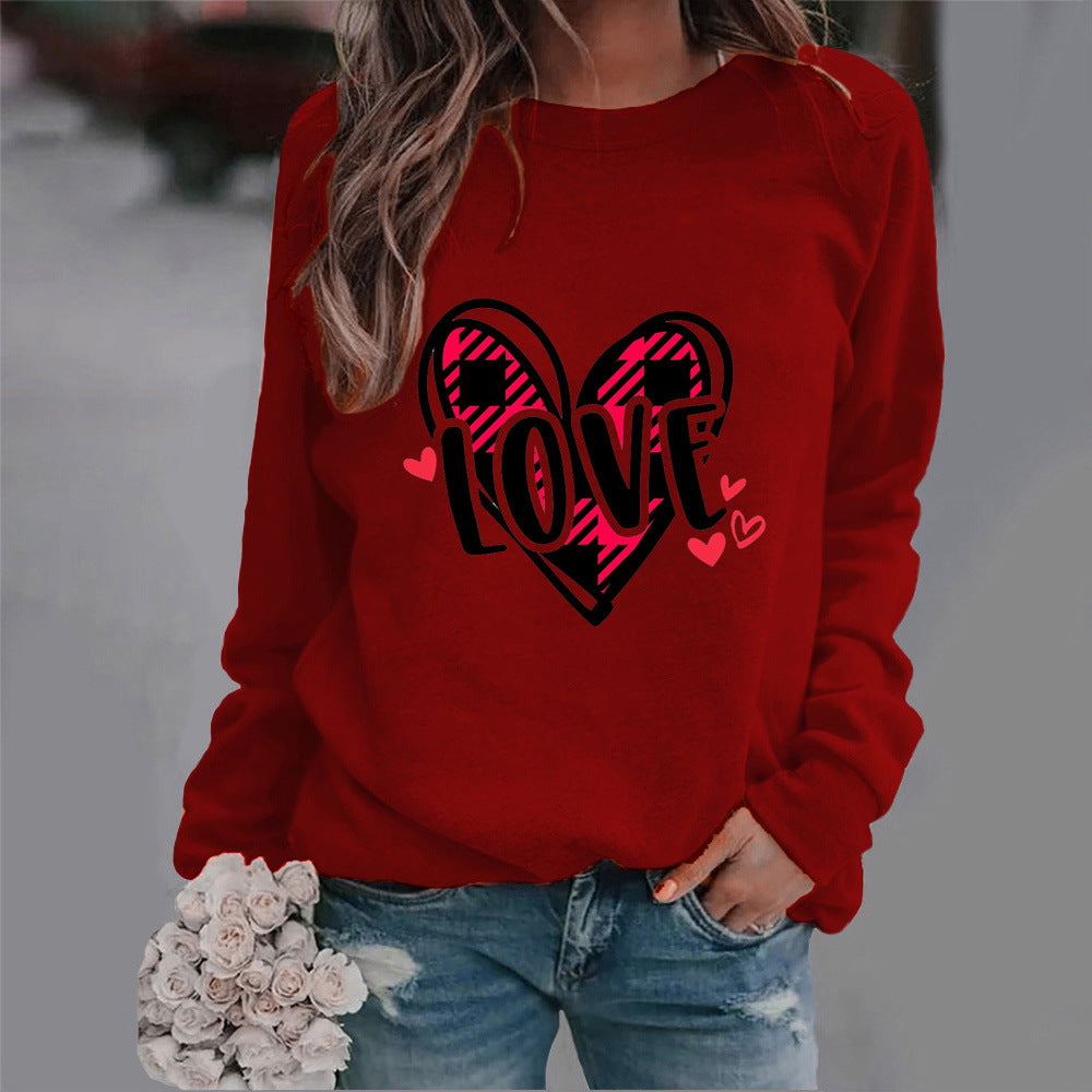 Damen Sweatshirt Herzdesign Lässig Norvielle