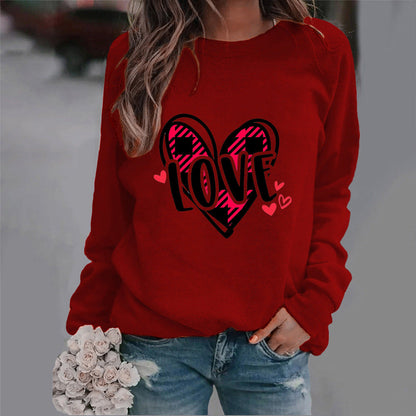 Damen Sweatshirt Herzdesign Lässig Norvielle