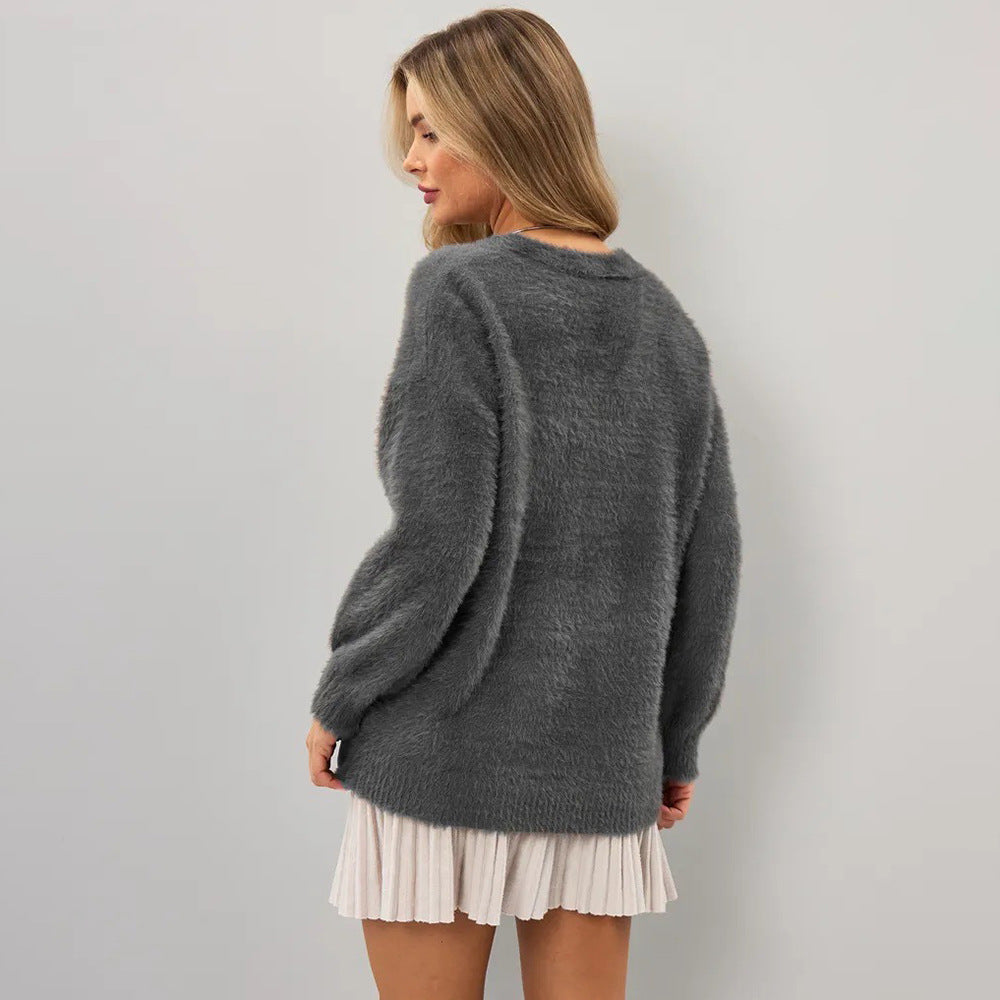 Damen Strickjacke Asymmetrisch Knopfverschluss Norvielle