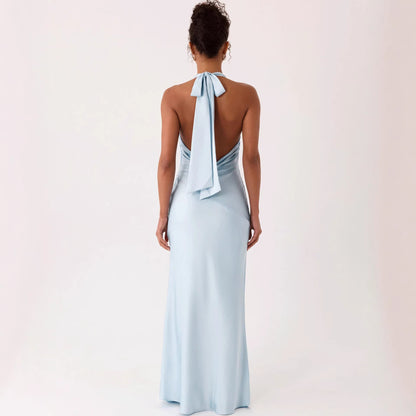 Damen Abendkleid Elegantes Halterdesign Fließender Stoff