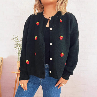 Damen Strickjacke Erdbeerdesign Norvielle