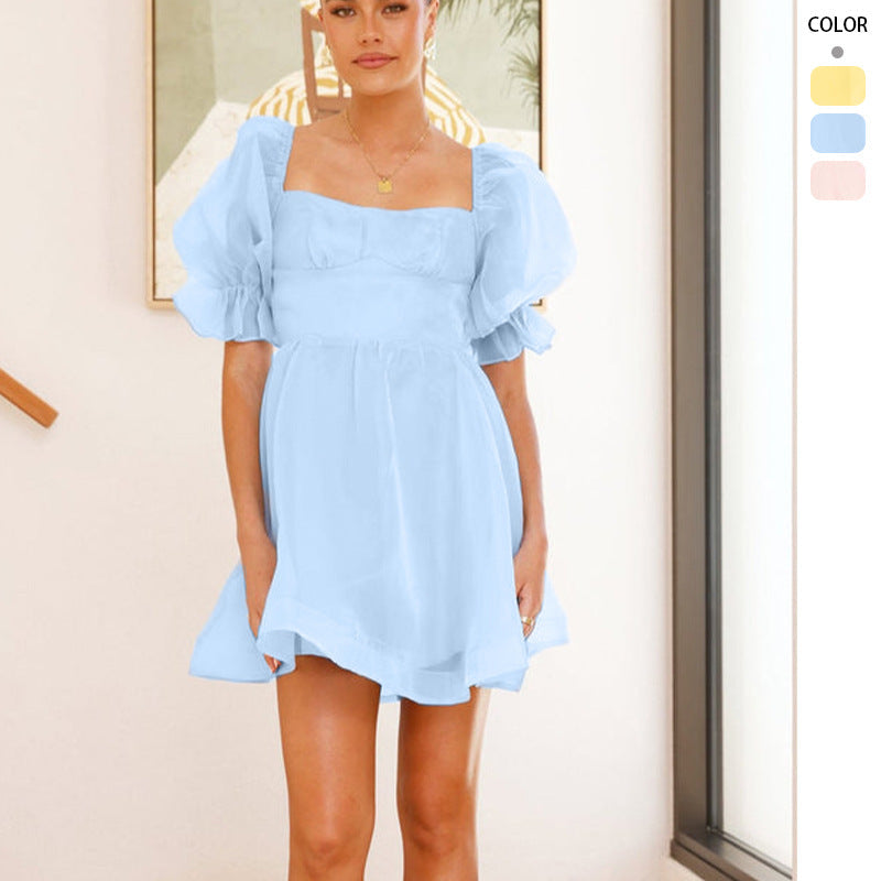 Damen Minikleid Puffärmel Sommerlich Norvielle - Norvielle