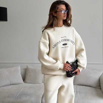 Damen Sweatshirt Set Oversized Freizeithose Norvielle