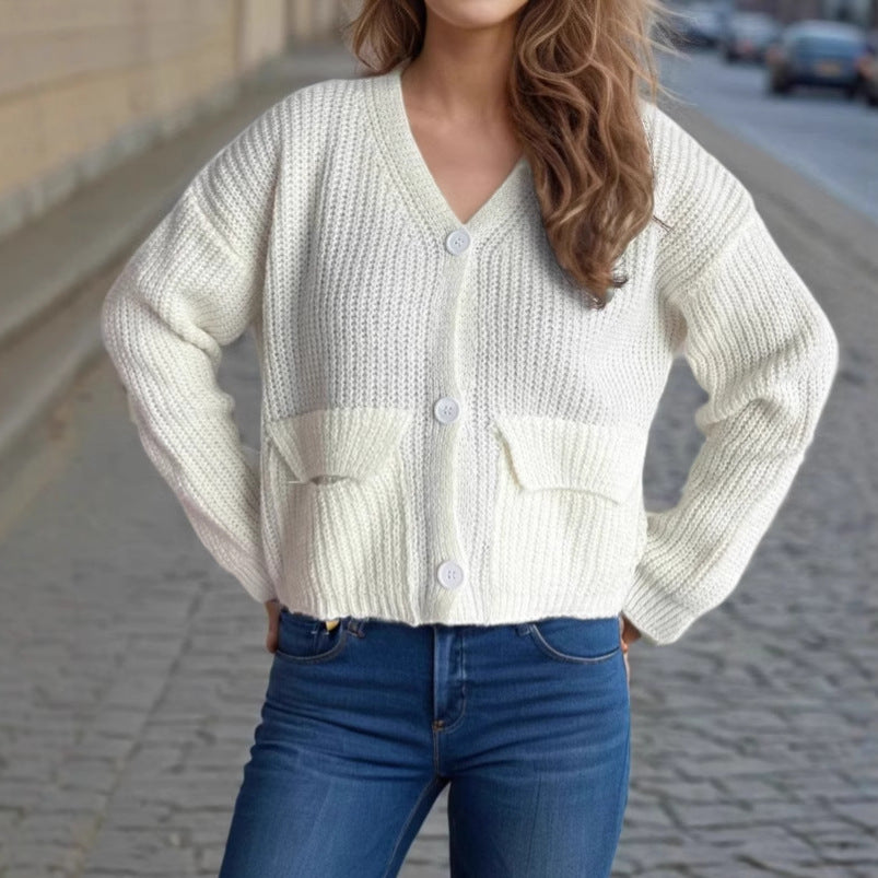 Damen Strickcardigan mit Taschen und breiten Ärmeln Norvielle - Norvielle