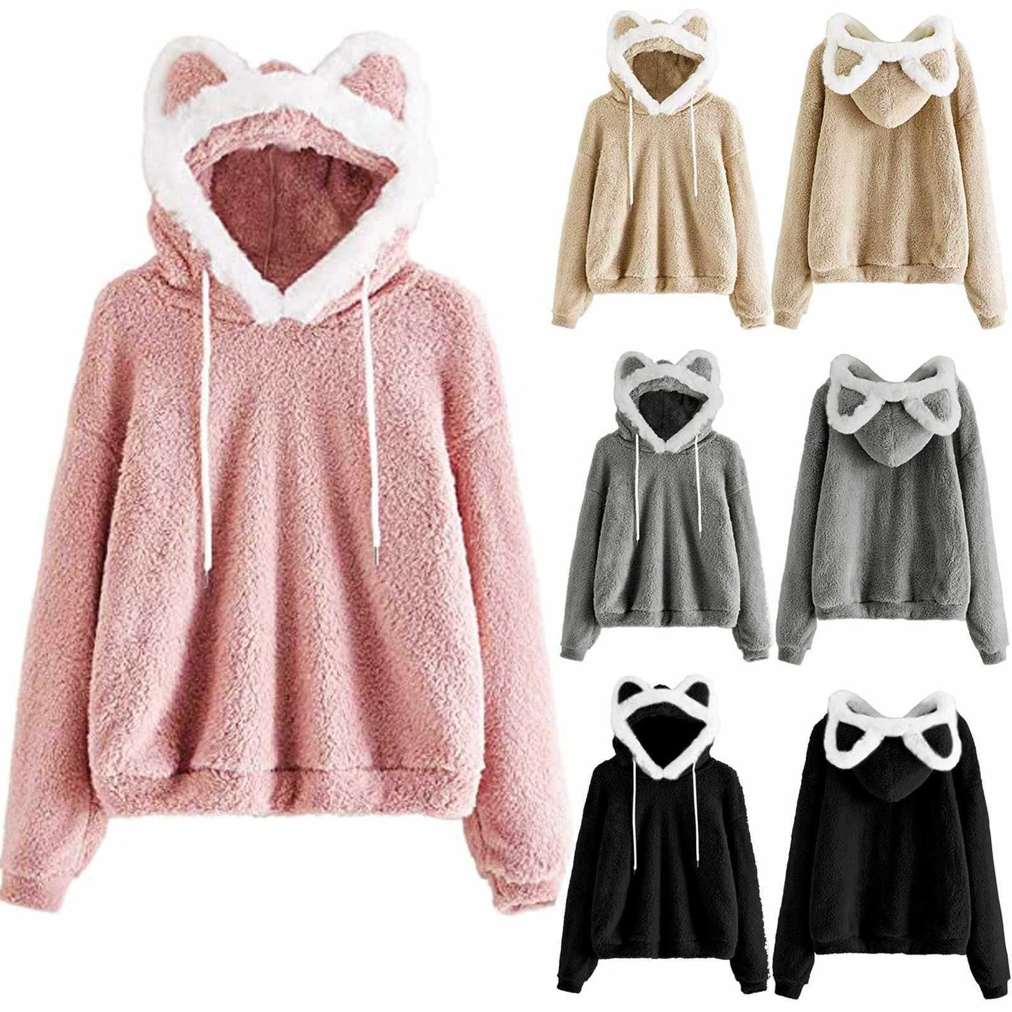 Damen Kapuzenpullover Katzenohren Norvielle Kuschelig - Norvielle