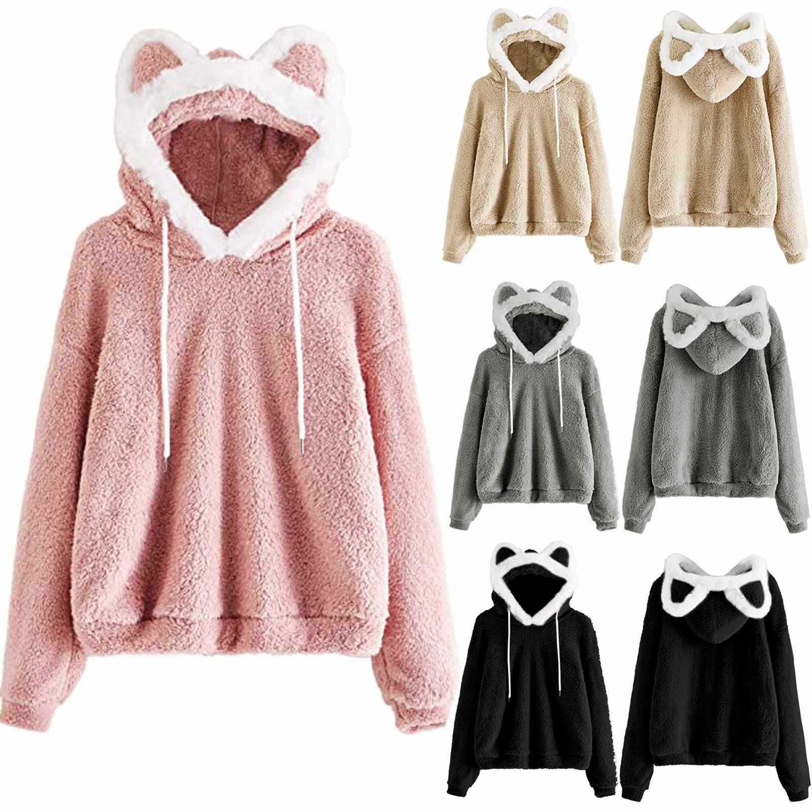 Damen Kapuzenpullover Katzenohren Norvielle Kuschelig - Norvielle