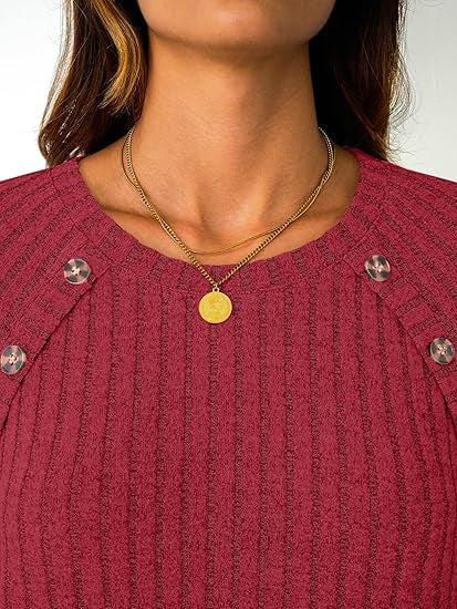 Damen Strickpullover Dekorative Knöpfe Norvielle
