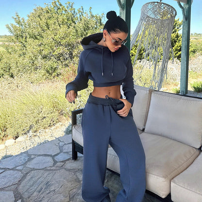 Damen Hoodie Jogginghose Set Baumwolle Lässig Schwarz - Norvielle
