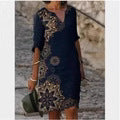 Damen Kleid mit floralem Muster V-Ausschnitt