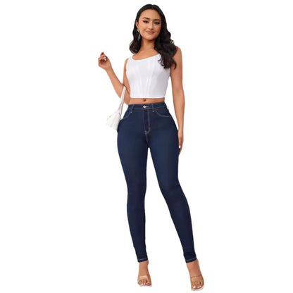 Damen High-Waist Jeansleggings Figurbetonter Stil