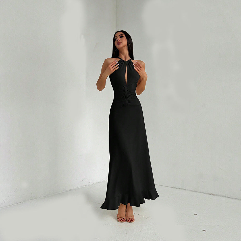 Damen Maxikleid mit V-Ausschnitt und fließendem Saum Norvielle - Norvielle