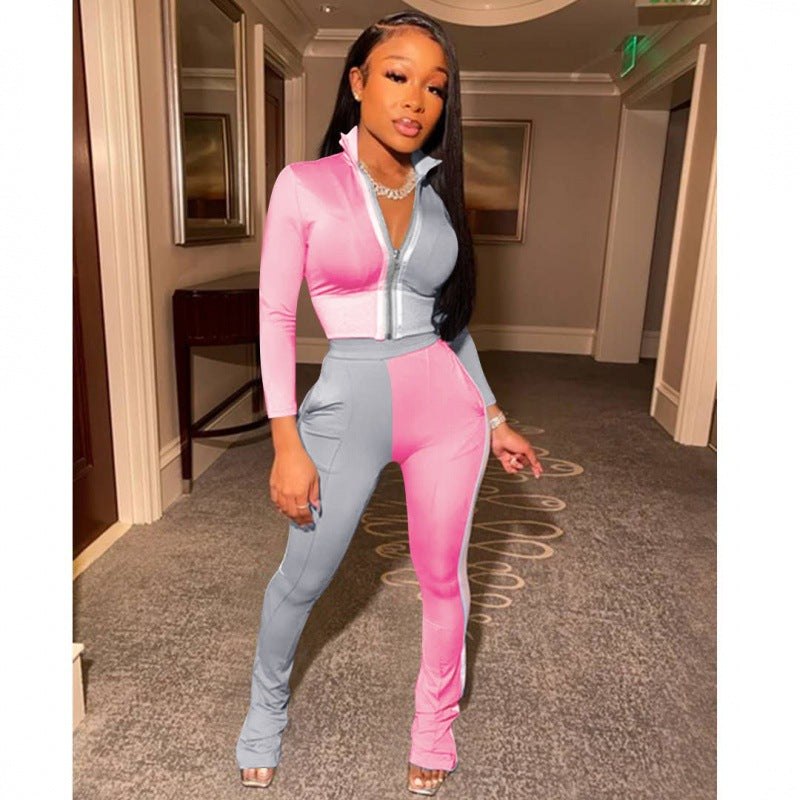 Damen Jumpsuit Hochkragen Elegante Seitenschlitzen Norvielle